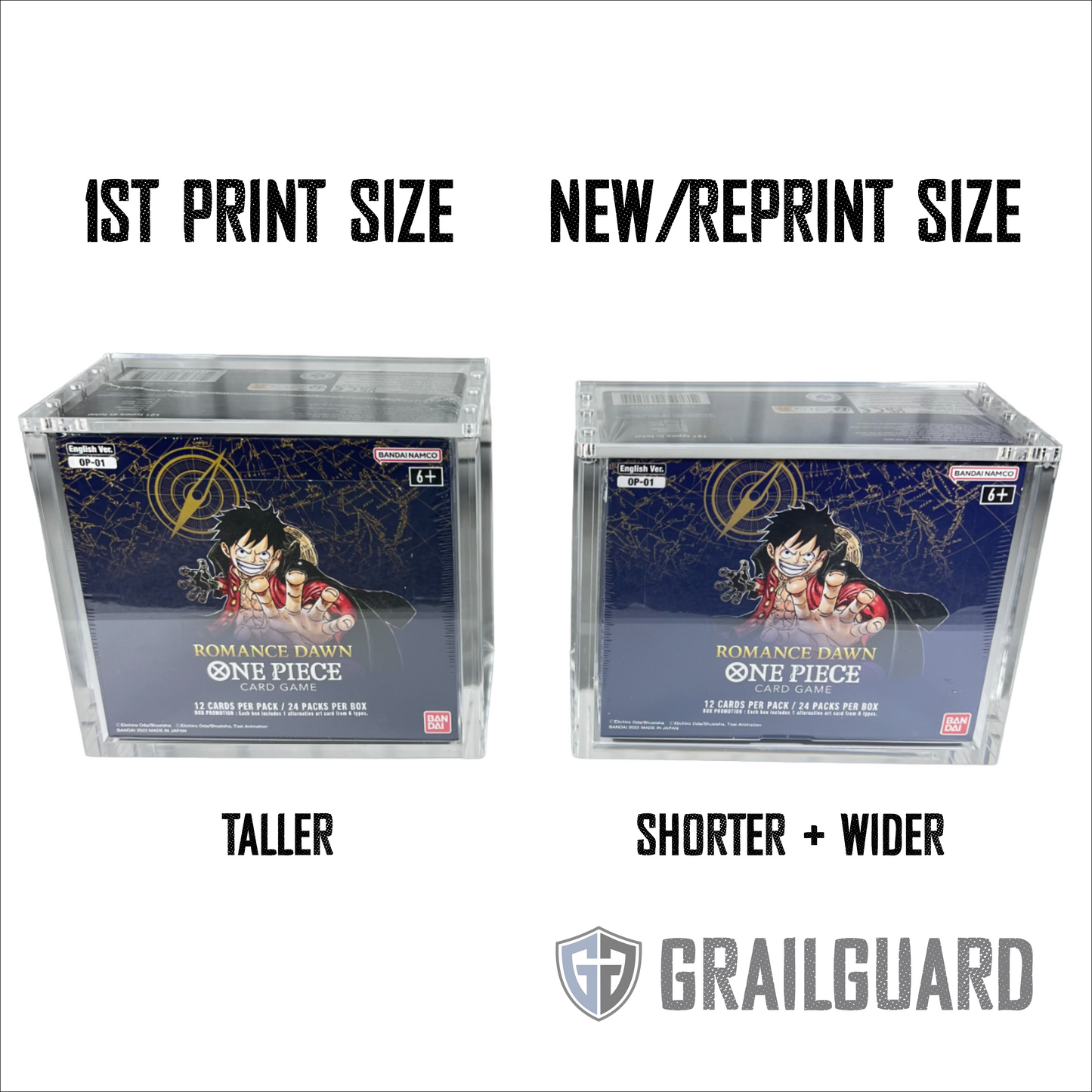 One Piece English Booster Box Acrylic Display Protector Case All Sizes OP01-12