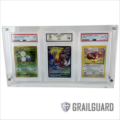 Triple Graded Card Premium Acrylic Standing Display Frame Case PSA CGC MGC GG